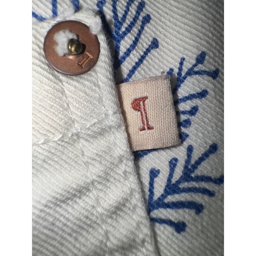 Pilcro Denim Shorts Womens White Blue Botanical Palm Print High Rise 29 - Picture 3 of 7